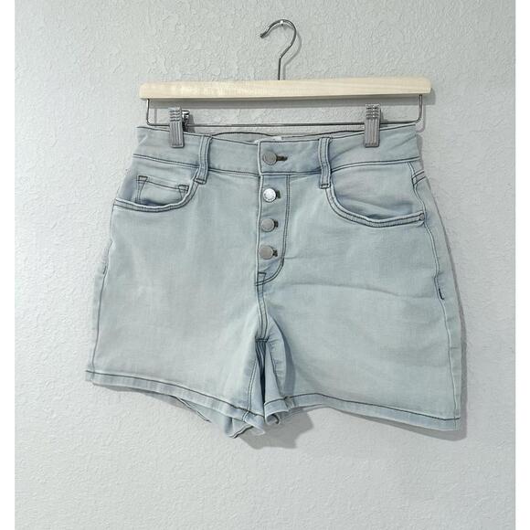 NINE WEST Light Blue High Rise Denim Shorts with Buttons Front Women's Shorts 4 - Picture 1 of 14